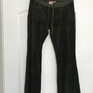 Juicy Couture Olive Velour Pants, Size Medium